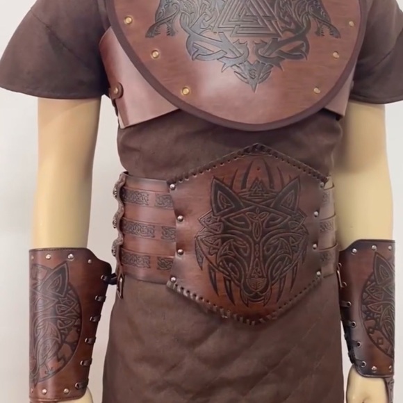 Brand New, Warrior Chest Armor w/ Viking Fenrir Brace, Warrior Set For Ren Faire - Picture 9 of 12